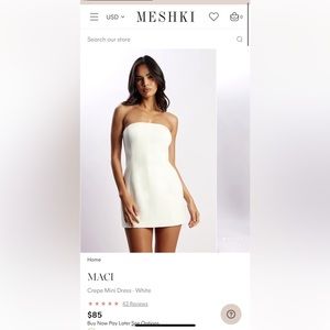 Meshki Maci Crepe mini dress white size S NWT